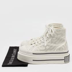 Pre Owned Fendi White Canvas High Top Sneakers Size 39