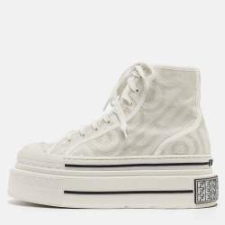 Pre Owned Fendi White Canvas High Top Sneakers Size 39