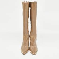 Pre Owned Fendi Brown Patent Leather Knee Length Boots Size 39.5