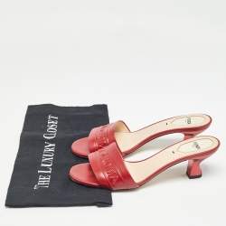 Fendi Dark Red Leather Slide Sandals Size 38