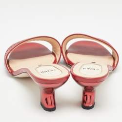 Fendi Dark Red Leather Slide Sandals Size 38