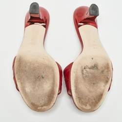 Fendi Dark Red Leather Slide Sandals Size 38