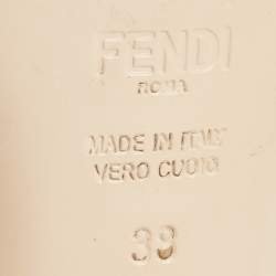 Fendi Dark Red Leather Slide Sandals Size 38