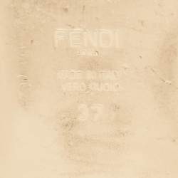 Pre Owned Fendi Silver Leather Flowerland Flat Slides Size 37