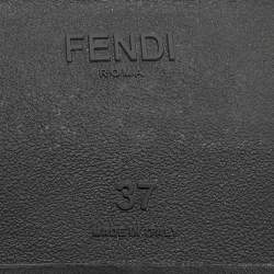 Pre Owned Fendi Cream/Burgundy Knit Fabric Rockoko Sneakers Size 37