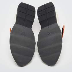 Pre Owned Fendi Cream/Burgundy Knit Fabric Rockoko Sneakers Size 37