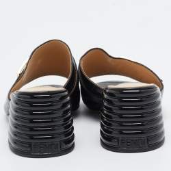 Fendi Black Embossed Croc Slide Sandals Size 36