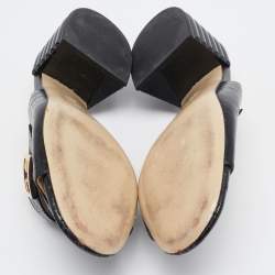 Fendi Black Embossed Croc Slide Sandals Size 36