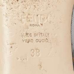 Pre Owned Fendi Brown/Black Zucca Mesh and Leather Colibri Ballet Flats Size 38