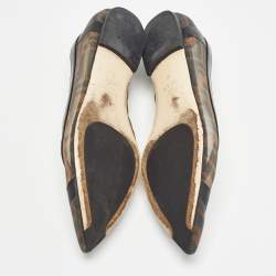 Fendi Black/Beige Mesh and Leather Colibri Ballet Flats Size 38