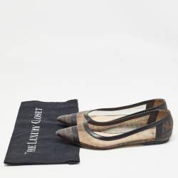 Fendi Black/Beige Mesh and Leather Colibri Ballet Flats Size 38