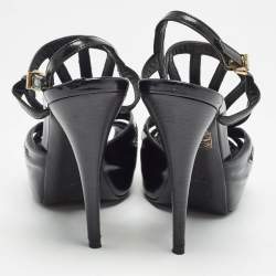 Fendi Black Patent Leather Strappy Sandals Size 39