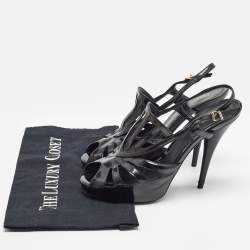 Fendi Black Patent Leather Strappy Sandals Size 39