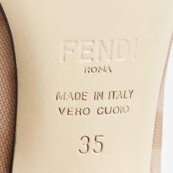 Pre Owned Fendi Beige/Brown Zucca Mesh and Leather Colibri Pumps Size 35