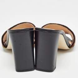 Pre Owned Fendi Brown Velvet FF Logo Slide Sandals Size 37.5