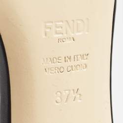 Pre Owned Fendi Brown Velvet FF Logo Slide Sandals Size 37.5