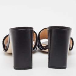 Pre Owned Fendi Grey/Black Zucca Velvet Slide Sandals Size 39