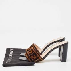 Fendi Two Tone Zucca Velvet Slide Sandals Size 40