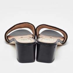 Pre Owned Fendi Brown Zucca Velvet Slide Sandals Size 39