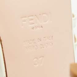 Pre Owned Fendi Cream Patent Leather  T-Strap Sandals Size 37