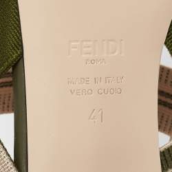 Pre Owned Fendi Green Canvas Colibri Sligback Pumps Size 41