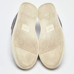 Pre Owned Fendi Black/Blue Leather Scallop Detail Slip On Sneakers Size 38