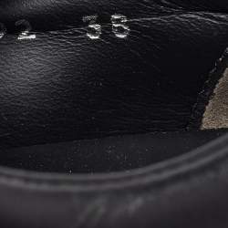 Pre Owned Fendi Black/Blue Leather Scallop Detail Slip On Sneakers Size 38