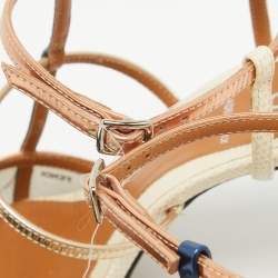 مملوكة مسبقًا Fendi Tricolor Lizard Embossed Leather and PVC Slingback Pointed Toe Pumps Size 38