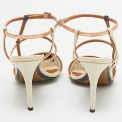 مملوكة مسبقًا Fendi Tricolor Lizard Embossed Leather and PVC Slingback Pointed Toe Pumps Size 38