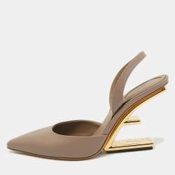 Fendi Beige Leather Fendi First Slingbacks Pumps Size 38