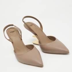 Fendi Beige Leather Fendi First Slingbacks Pumps Size 38