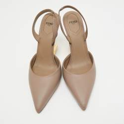 Fendi Beige Leather Fendi First Slingbacks Pumps Size 38