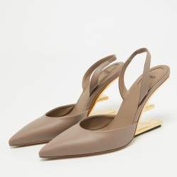 Fendi Beige Leather Fendi First Slingbacks Pumps Size 38