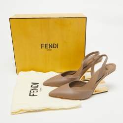 Fendi Beige Leather Fendi First Slingbacks Pumps Size 38
