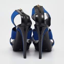 Fendi Blue Elastic Platform Ankle Strap Sandals Size 38
