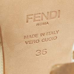 Pre Owned Fendi Cream Patent Leather T-Bar Ankle Strap Sandals Size 36