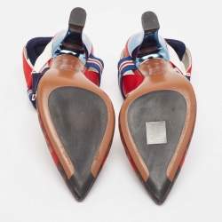 Fendi Multicolor Zucca Mesh and Canvas Colibri Slingback Pumps Size 38.5