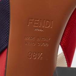 Fendi Multicolor Zucca Mesh and Canvas Colibri Slingback Pumps Size 38.5