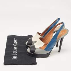 Fendi Multicolor Leather Platform Slingback Sandals Size 39