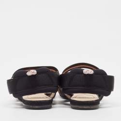 Fendi Brown/Black Zucca Mesh and Canvas Colibri Slingback Flat Sandals Size 36