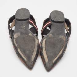 Fendi Brown/Black Zucca Mesh and Canvas Colibri Slingback Flat Sandals Size 36