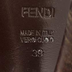 Pre Owned Fendi Brown Zucca Canvas Fendista Slingback Pumps Size 39
