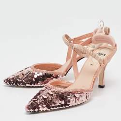 Pre Owned Fendi Pink Sequins and Leather Colibri Pumps Size 38.5