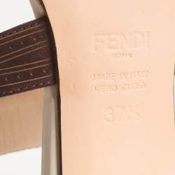 Pre Owned Fendi Brown Leather Mary Jane Pumps Size 37.5