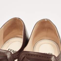 Pre Owned Fendi Brown Leather Mary Jane Pumps Size 37.5