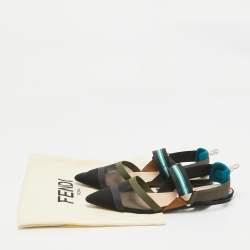 Fendi Multicolor Mesh and Canvas Colibri Flat Sandals Size 38