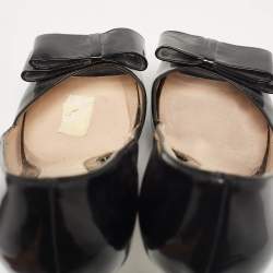 Fendi Black Patent Leather Bow Peep Toe Platform Pumps Size 38