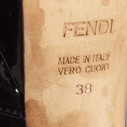 Fendi Black Patent Leather Bow Peep Toe Platform Pumps Size 38