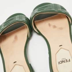 Fendi Green Leather Flat Slides Size 36.5