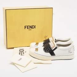 Pre Owned Fendi Multicolor Leather Karlito Studded Sneakers Size 38.5